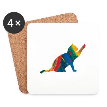 Katze - Untersetzer (4er-Set) - Weiß - Vorne