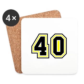 40 nombre symbole - Dessous de verre (lot de 4) - blanc - Devant