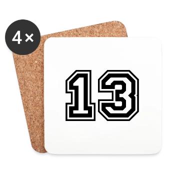 13 Numéro de numéro - Dessous de verre (lot de 4) - blanc - Devant