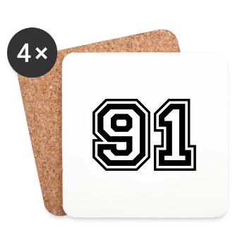 91 Zahl nummer - Untersetzer (4er-Set) - Weiß - Vorne