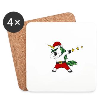 Christmas unicorn dabing Santa Claus - Coasters (set of 4) - white - Front