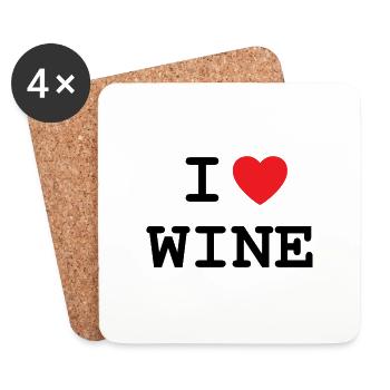 Ich liebe Wein - T-Shirt mit Herz - Untersetzer (4er-Set) - Weiß - Vorne