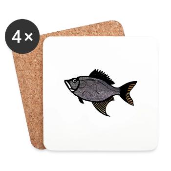 Roter Trommler Fisch (Redfish) - Untersetzer (4er-Set) - Weiß - Vorne
