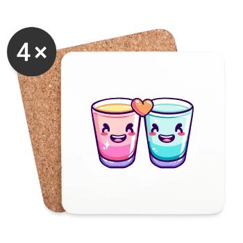 Tequila Shots Kurze Paar Liebe Herz Valentinstag - Untersetzer (4er-Set) - Weiß - Vorne