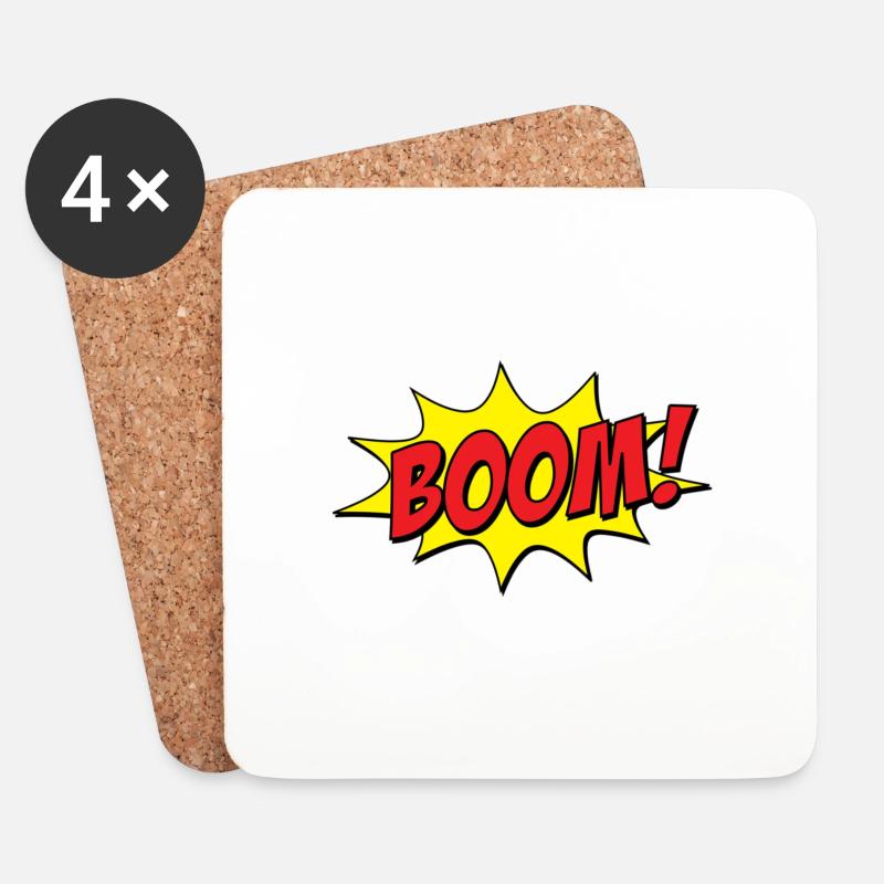 Comic Cartoon Boom FX - Perfekte Geschenkidee - Untersetzer (4er-Set) - Weiß