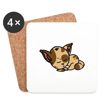 Schlafende Katze Comic Figur - Geschenkidee - Untersetzer (4er-Set) - Weiß - Vorne