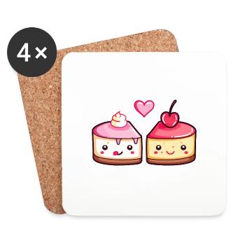Kuchen Paar Torte Liebe Herz Lustig - Untersetzer (4er-Set) - Weiß - Vorne