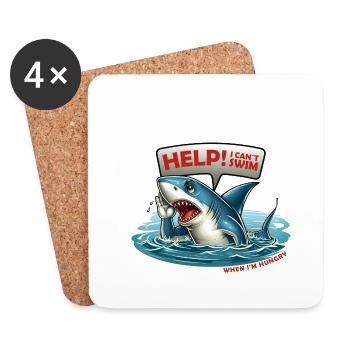 Help I can´t swim - when I'm hungry - Untersetzer (4er-Set) - Weiß - Vorne