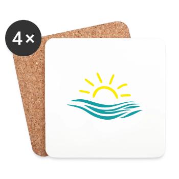Sun and sea, water, waves - Coasters (set of 4) - white - Front