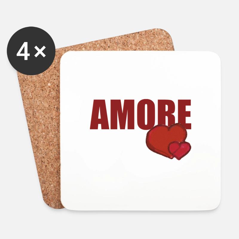 AMORE MIT HERZ - Untersetzer (4er-Set) - Weiß