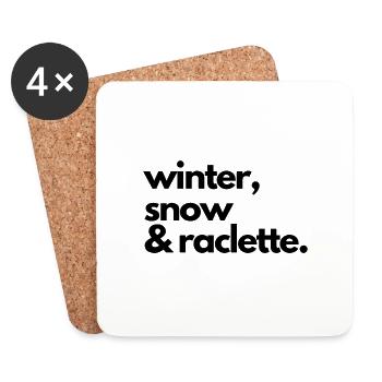 Winter, snow & raclette - Dessous de verre (lot de 4) - blanc - Devant