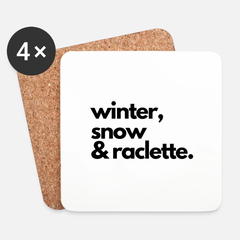 Winter, Schnee & Raclette - Untersetzer (4er-Set) - Weiß