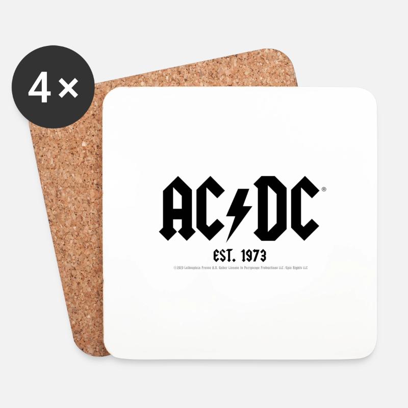 AC/DC Schwarzes Logo Est. 1973 - Untersetzer (4er-Set) - Weiß