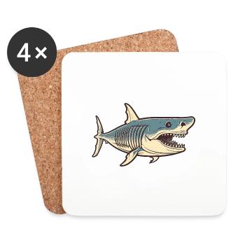 Dessin de requin - Dessous de verre (lot de 4) - blanc - Devant