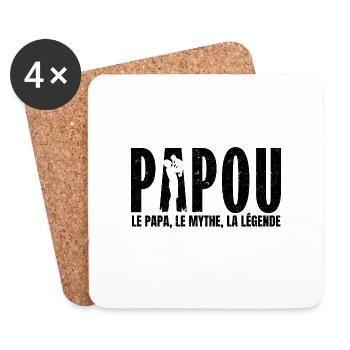 Papou,le papa,le mythe cadeau fête des pères - Dessous de verre (lot de 4) - blanc - Devant