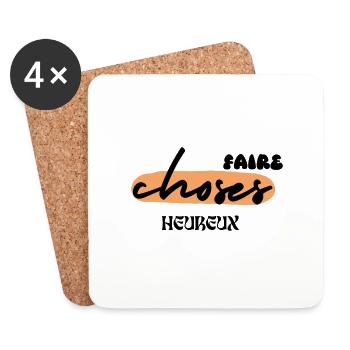 faire choses heureux - Dessous de verre (lot de 4) - blanc - Devant