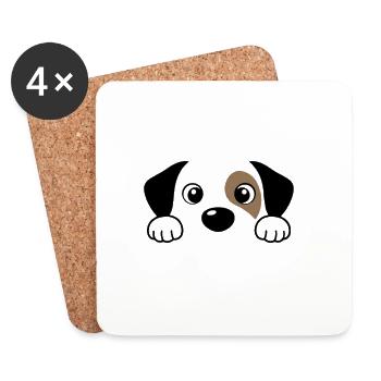 Regard curieux de chien câlin - Dessous de verre (lot de 4) - blanc - Devant