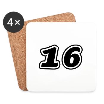 16 Zahl symbol - Untersetzer (4er-Set) - Weiß - Vorne