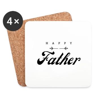Glücklicher Vater - Untersetzer (4er-Set) - Weiß - Vorne