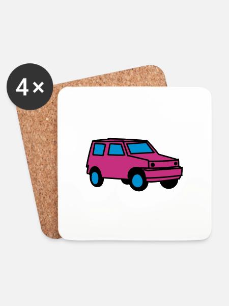 Auto - Untersetzer (4er-Set) - Weiß