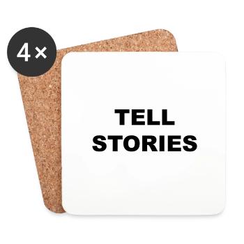 Tell Stories Apparel - Black - Coasters (set of 4) - white - Front
