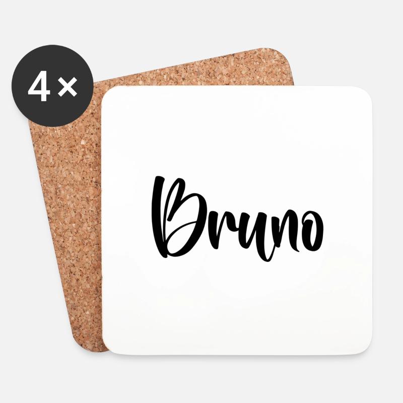 Vorname - Bruno - Untersetzer (4er-Set) - Weiß