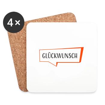 Sprechblase Glueckwunsch - 2 Farben - Untersetzer (4er-Set) - Weiß - Vorne