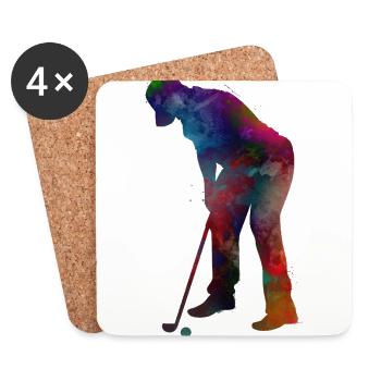 #golf #sport sportive des joueurs de golf - Dessous de verre (lot de 4) - blanc - Devant