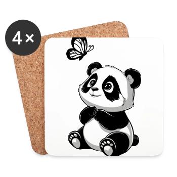 Niedlicher Panda Schmetterling für Kinder - Untersetzer (4er-Set) - Weiß - Vorne