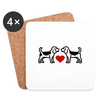 Beagle Hund Beagles 2 Hunde Liebe Herz - Untersetzer (4er-Set) - Weiß - Vorne