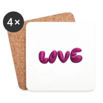 love,3d,buchstaben,ballon,3d,liebe,metallic - Untersetzer (4er-Set) - Weiß - Vorne