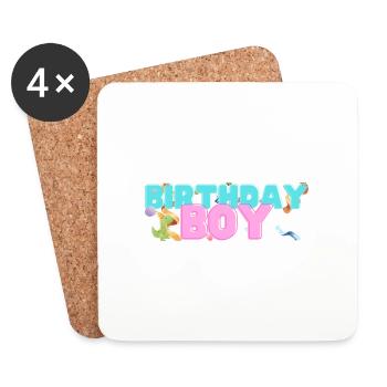 Dino Birthday Boy - Coasters (set of 4) - white - Front