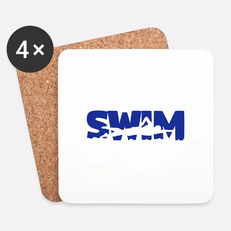 Schwimmen, schwimmer - Untersetzer (4er-Set) - Weiß