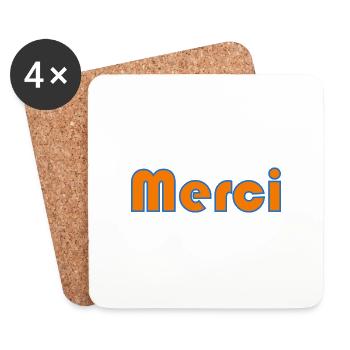 MERCI. THANKS. THANK YOU. ANNIVERSAIRE. NAISSANCE. - Dessous de verre (lot de 4) - blanc - Devant