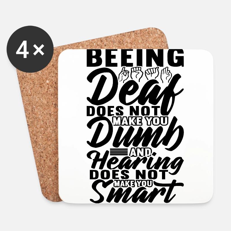 Taub Gehörlos Deaf Geschenk - Untersetzer (4er-Set) - Weiß