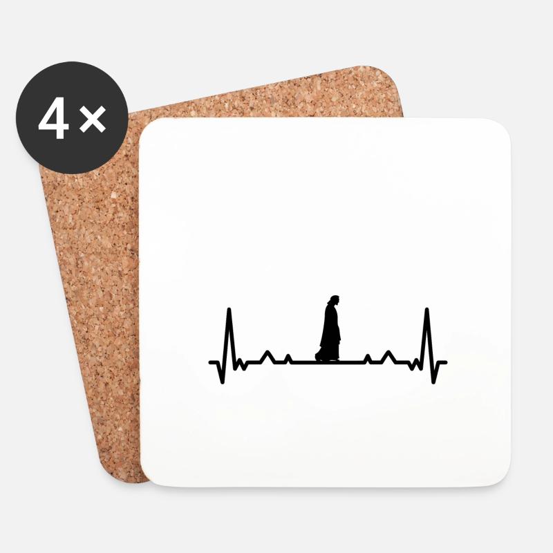 Jesus Christus Heartbeat EKG Design - Untersetzer (4er-Set) - Weiß