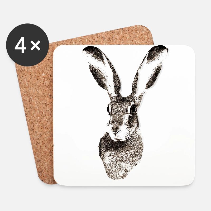 Hase - Untersetzer (4er-Set) - Weiß