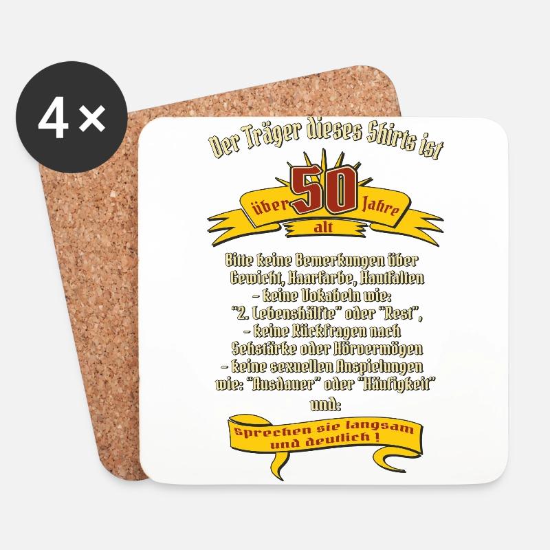 über 50 Jahre, original RAHMENLOS® Design - Untersetzer (4er-Set) - Weiß