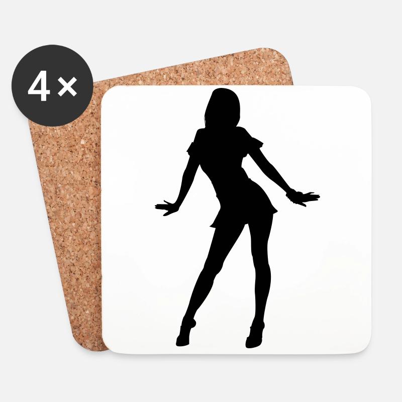Silhouette Frau - Untersetzer (4er-Set) - Weiß