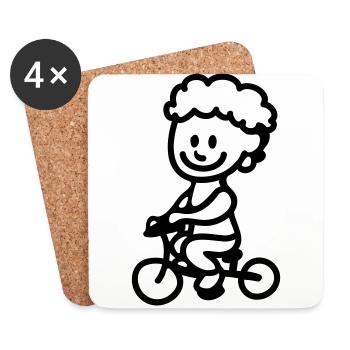 Child bike - line - Coasters (set of 4) - white - Front