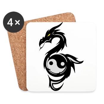 Dragon Ying & Yang - Dessous de verre (lot de 4) - blanc - Devant