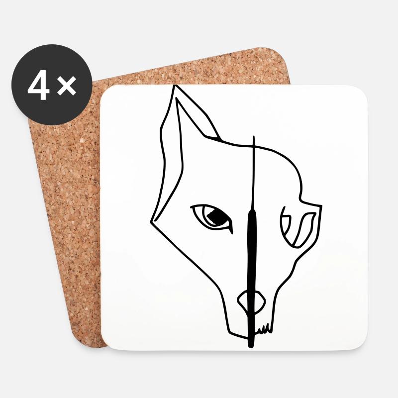 Fox Skull - Untersetzer (4er-Set) - Weiß