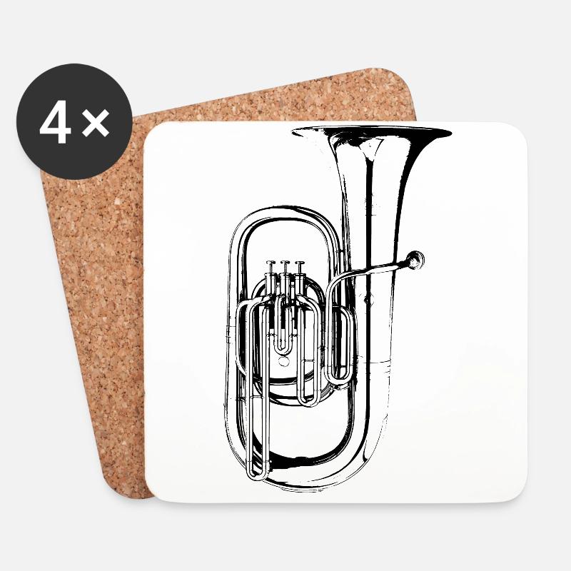 Tuba - Untersetzer (4er-Set) - Weiß