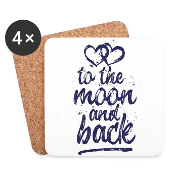 Love you "To the moon and back" - jeansblue - Coasters (set of 4) - white - Front