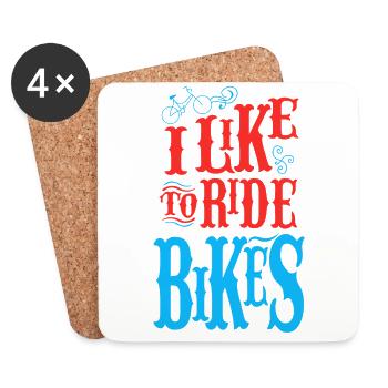 J'aime faire du vélo - Dessous de verre (lot de 4) - blanc - Devant