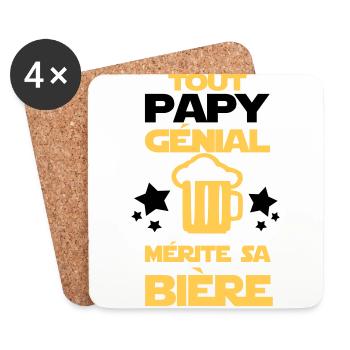 tout papy génial - Dessous de verre (lot de 4) - blanc - Devant