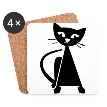 Katze - Untersetzer (4er-Set) - Weiß - Vorne