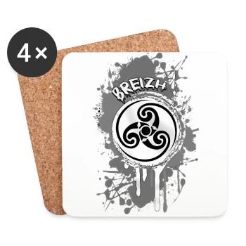 Bretagne Breizh Triskel - Dessous de verre (lot de 4) - blanc - Devant