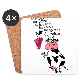 humour alcool raisin boire bretagne vache raisin1 - Dessous de verre (lot de 4) - blanc - Devant