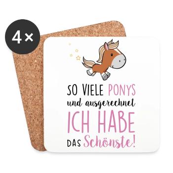 So viele Ponys und ich habe das Schönste - Untersetzer (4er-Set) - Weiß - Vorne
